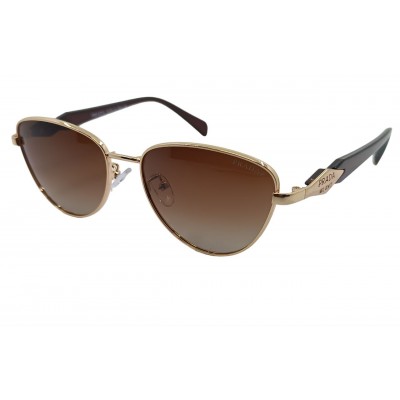 Женские поляризованные солнцезащитные очки Pr P5833 c2 золото/коричневые