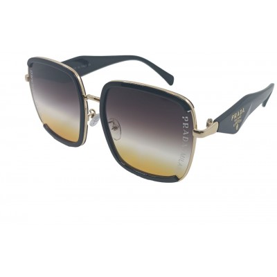 Женские солнцезащитные очки 7277 золото-черные (серо-желтая линза)