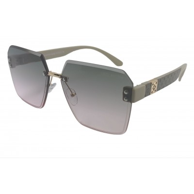 Женские солнцезащитные очки LV 303 бежевые/зелено-розовая линза