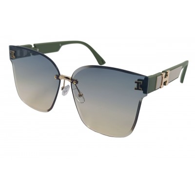 Женские солнцезащитные очки HERM 7201 зеленые голубая-линза