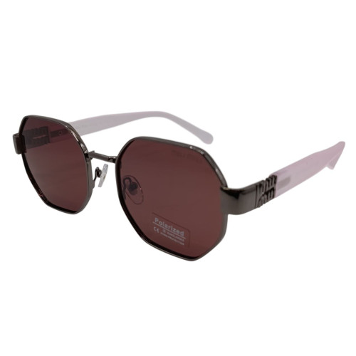 Женские поляризационные солнцезащитные очки ММ 14106 сталь-розовые